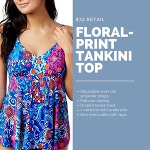 Size 12 $72 Retail Tankini Top Floral-Print